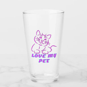 LOVE MY CUTE PINK PET CAT GLASS