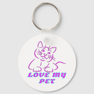 LOVE MY CUTE PINK PET CAT KEY RING
