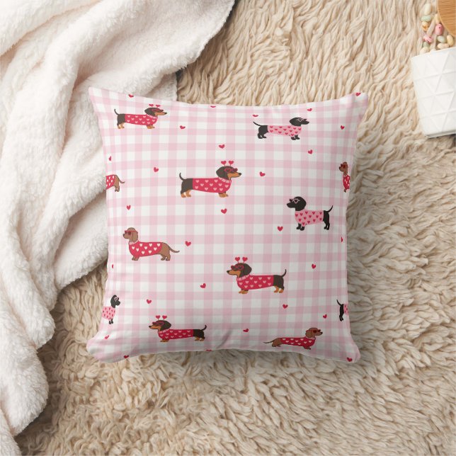Love My Dachshund Dog Heart Pattern Cushion (Blanket)
