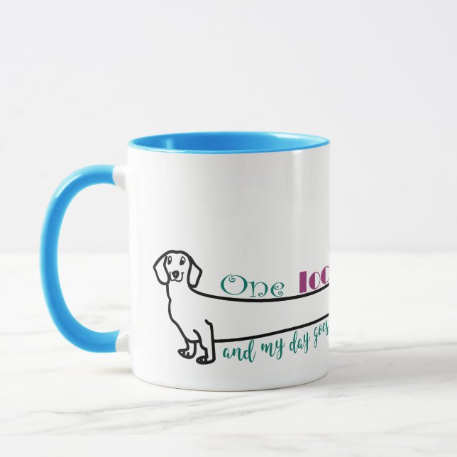 Love My Dachshund Wiener Dog Funny Cute Blue Mug (Left)