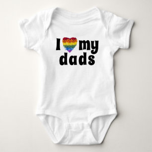 Love my dads-heart shape Pride flowers Baby Bodysuit