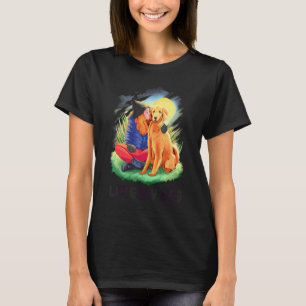 Love My Dog Girls' Nature Kiss Cuddling Golden Ret T-Shirt
