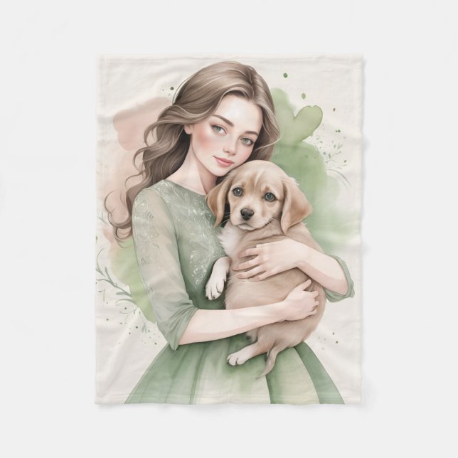 love my dog, lovely dog fleece blanket (Front)