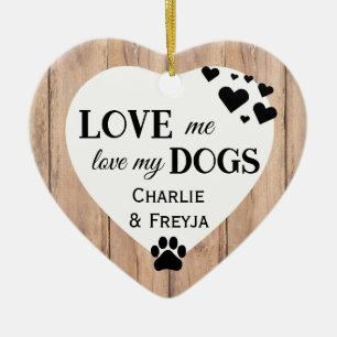 Love my Dogs Rustic Ceramic Ornament