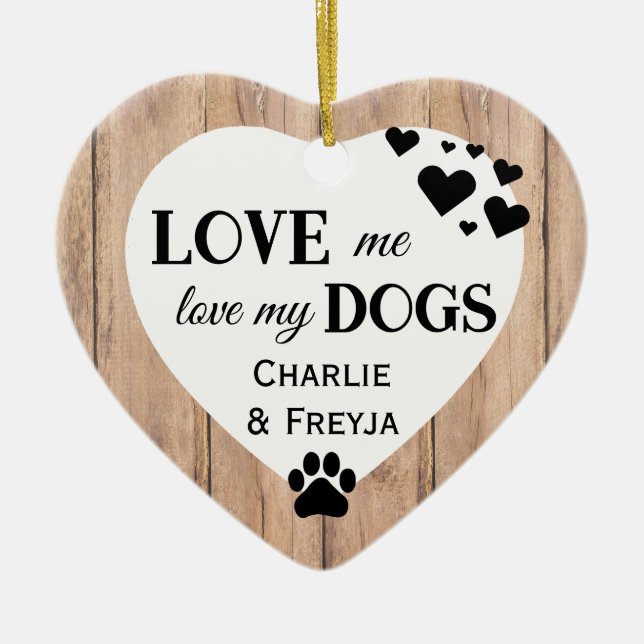 Love my Dogs Rustic Ceramic Ornament (Front)