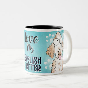 Love My English Setter Cartoon 11oz Two-Tone Coffee Mug