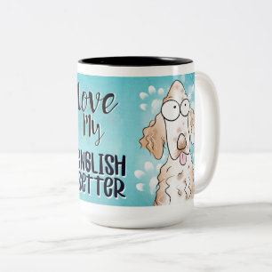 Love My English Setter Cartoon 15 oz Two-Tone Coffee Mug