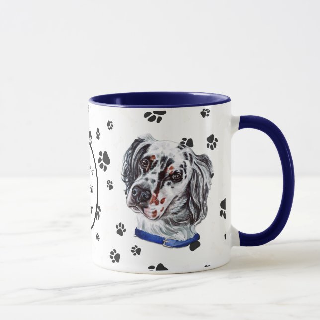 Love My English Setter Dog Pawprint Mug (Right)