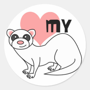 Love My Ferret - White Classic Round Sticker