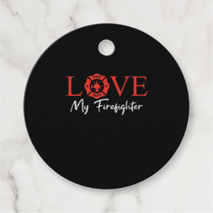 Love My Firefighter Fireman Wife Girlfriend Couple Favour Tags