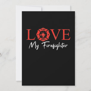 Love My Firefighter Fireman Wife Girlfriend Couple Holiday Card
