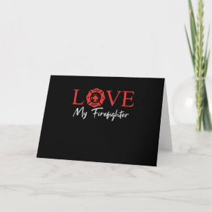 Love My Firefighter Fireman Wife Girlfriend Couple Holiday Card