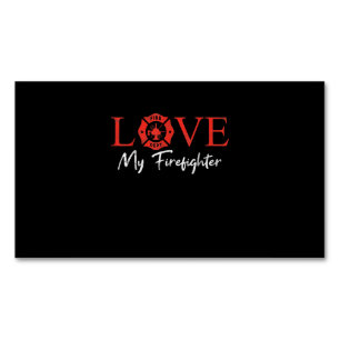 Love My Firefighter Fireman Wife Girlfriend Couple Magnetic Business Card