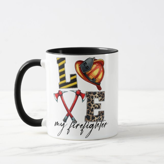 Love My Firefighter – Helmet & Crossed Axes with L Mug (Left)