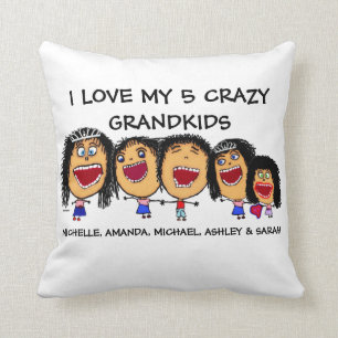 Love My Five Grandchildren Cartoon Cushion