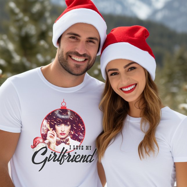 Love My Girlfriend Christmas Ornament Trendy Photo T-Shirt (Love My Girlfriend Christmas Ornament Trendy Photo Shirt Funny Engagement Girlfriend Boyfriend Gift)