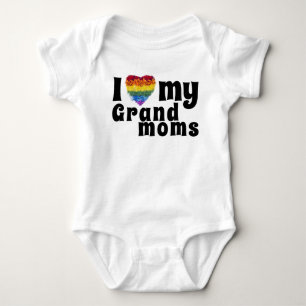 Love my Grand moms-heart shape Pride flowers Baby Bodysuit