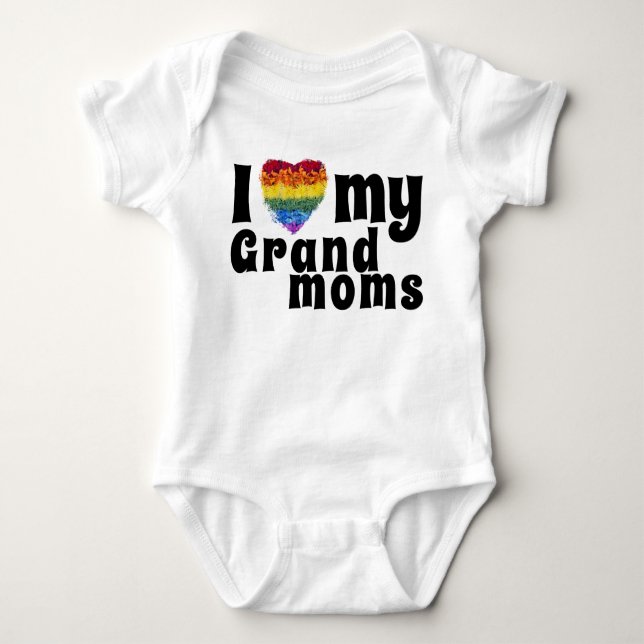 Love my Grand moms-heart shape Pride flowers Baby Bodysuit (Front)