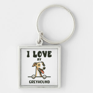 Love My Greyhound Key Ring