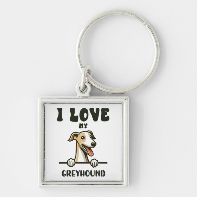 Love My Greyhound Key Ring (Front)