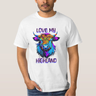 Love my Highland Cows Cyberpunk Style Art T-Shirt
