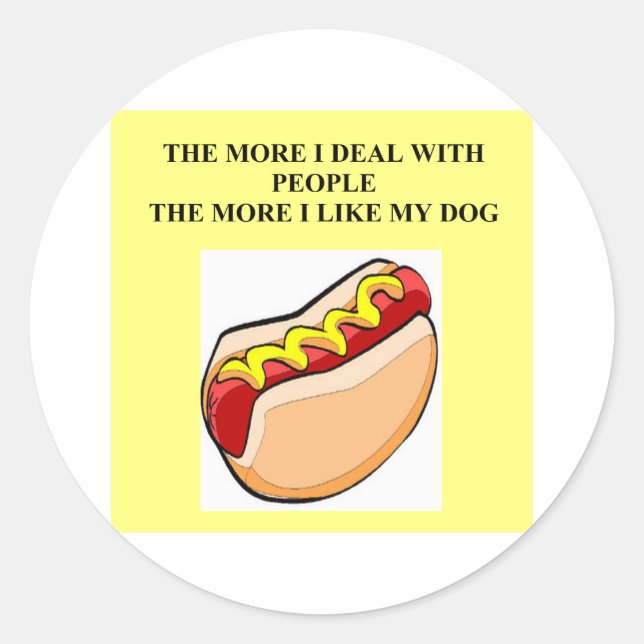 love my hot dog classic round sticker (Front)