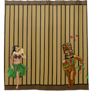 Love My Hula Girl Tiki Shower Curtain