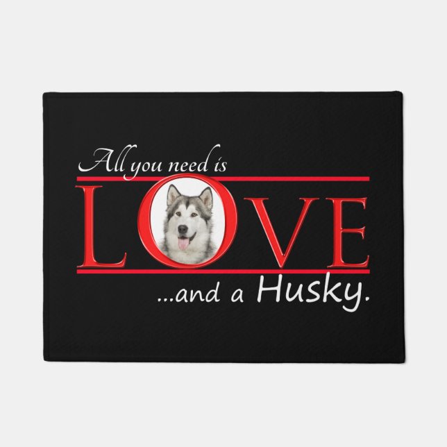 Love My Husky Door Mat (Front)