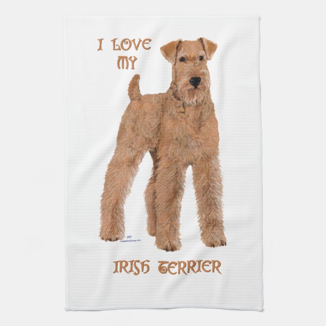 Love My Irish Terrier Tea Towel (Vertical)