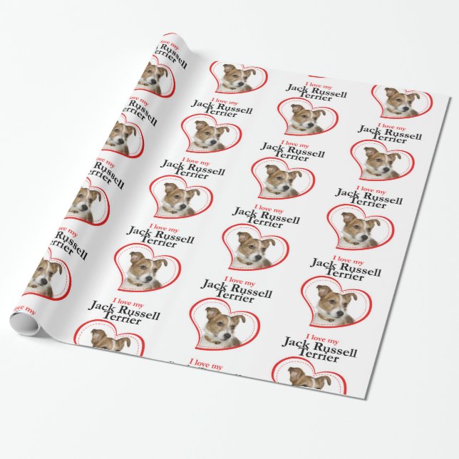 Love My Jack Russell Terrier Wrapping Paper (Unrolled)