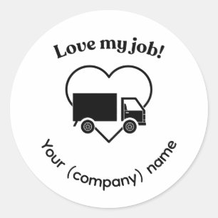 Love My Job Truck Driver Heart Personalizable Classic Round Sticker