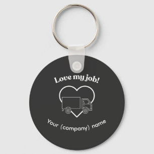 Love My Job Truck Driver Heart Personalizable Key Ring