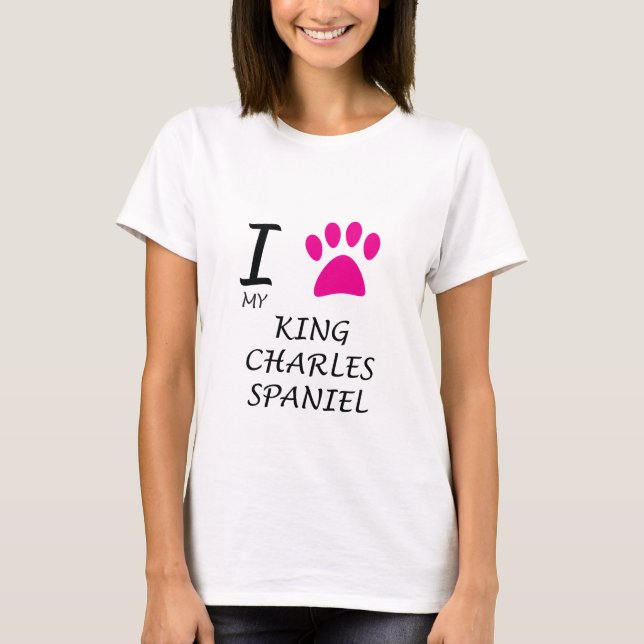 Love My King Charles Spaniel Badge T-Shirt (Front)