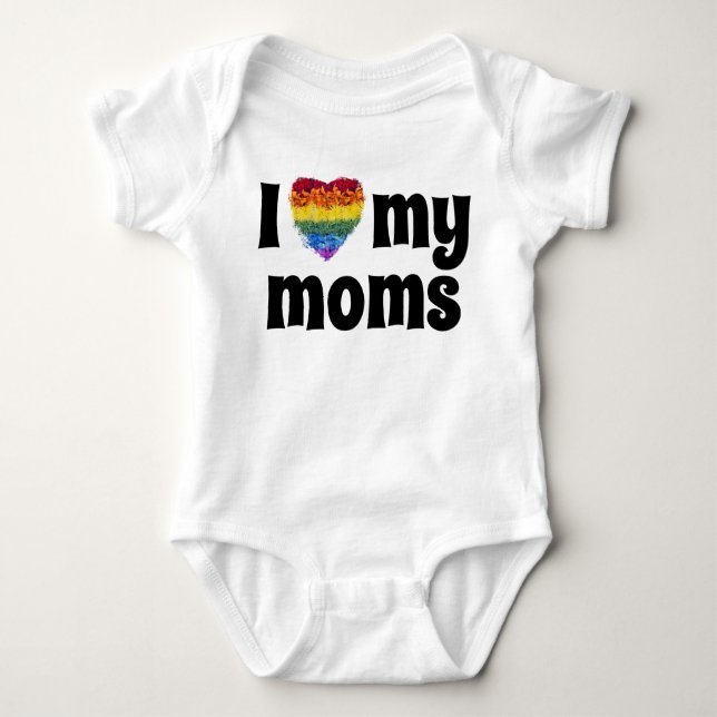 Love my moms-heart shape Pride flowers Baby Bodysuit (Front)