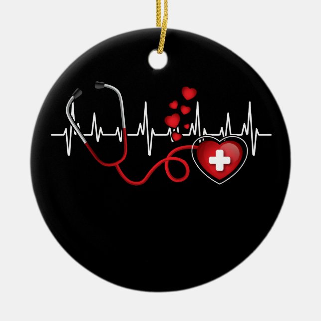 Love My Nurse, Happy Valentine's Day Ceramic Ornament (Front)