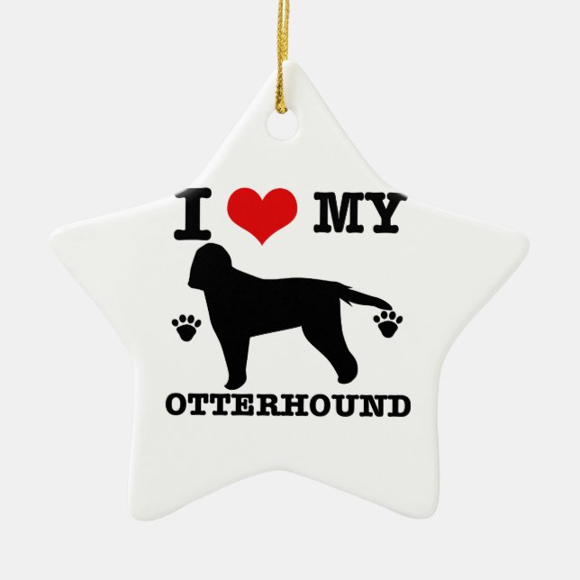 Love my otterhound ceramic ornament (Front)
