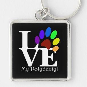 LOVE My Polydactyl Cat Key Chain