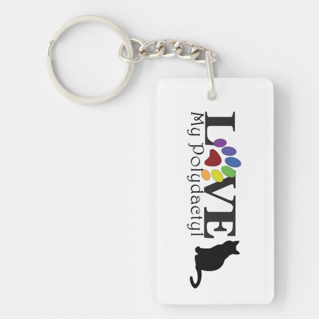 LOVE My Polydactyl Cat Key Chain (Front)
