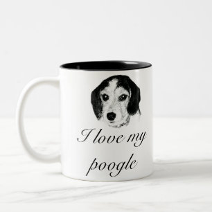 Love my poogle Two-Tone coffee mug