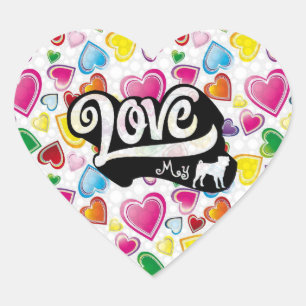 Love My Pug Heart Sticker