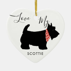 Love My Scottie Scottish Terrier Holiday Ceramic Ornament