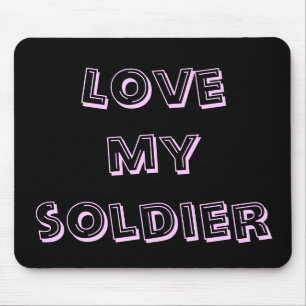Love My Soldier Army Blush And Black Military Mouse Pad