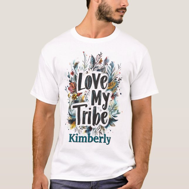 Love My Tribe Bohemian Teal Name Tshirt Custom (Front)