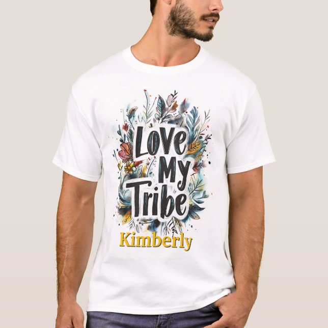 Love My Tribe Bohemian Yellow Name Tshirt Custom (Front)