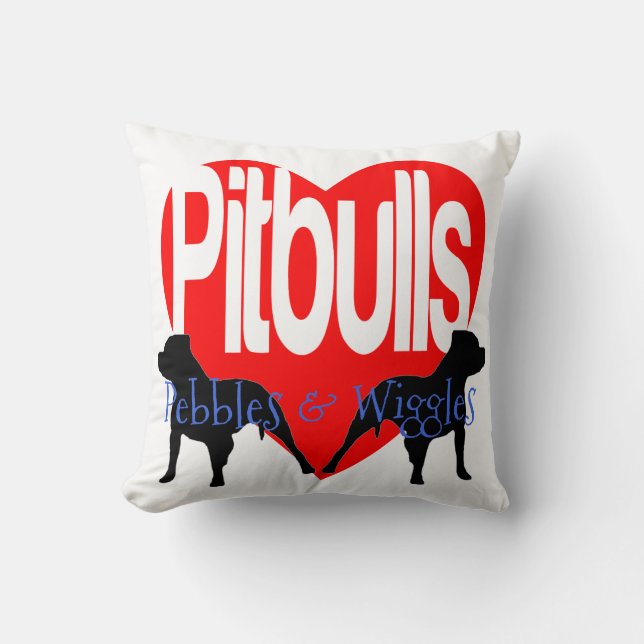 Love My Two Pitbull Dogs Personalised Pillow (Front)
