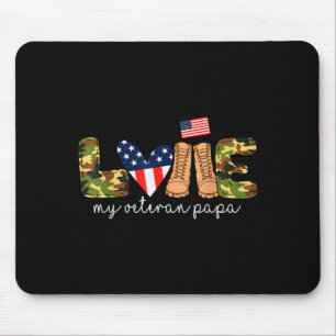 Love My Veteran Papa Proud Military Grandpa Usa Fl Mouse Pad
