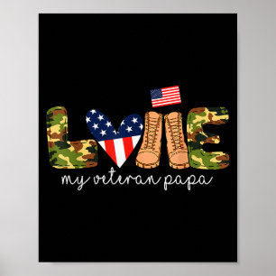 Love My Veteran Papa Proud Military Grandpa Usa Fl Poster
