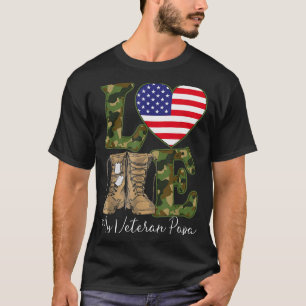 Love My Veteran Papa Proud Military Grandpa Usa Fl T-Shirt