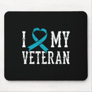 Love My Veteran Teal Ribbon Ptsd Outfit Gift Idea  Mouse Pad