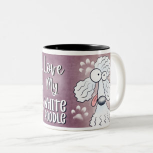 Love My White Poodle Cartoon 11oz Two-Tone Coffee Mug